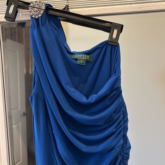 Lauren Ralph Lauren One-Shoulder Royal Blue Dress - Picture 6 of 7